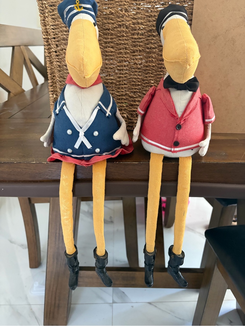 vintage cracker barrel shelf sitter sailor pelican pair